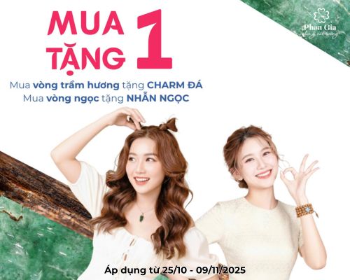 ƯU ĐÃI ĐẶC BIỆT – MUA 1 TẶNG 1, mua vòng trầm tặng charm đá, mua vòng ngọc tặng nhẫn ngọc