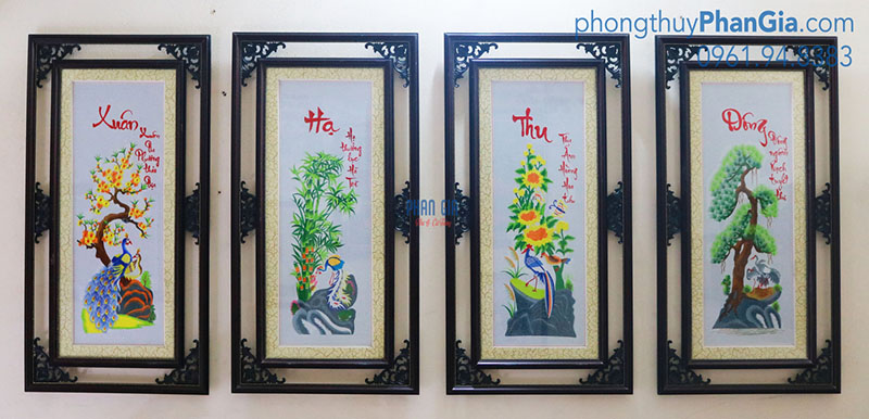 Tranh Thêu Xuân Hạ Thu Đông (Bộ 4 Bức)