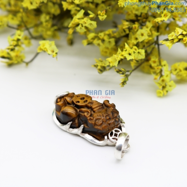  Mặt Tỳ Hưu Đá Mắt Hổ Bọc Bạc