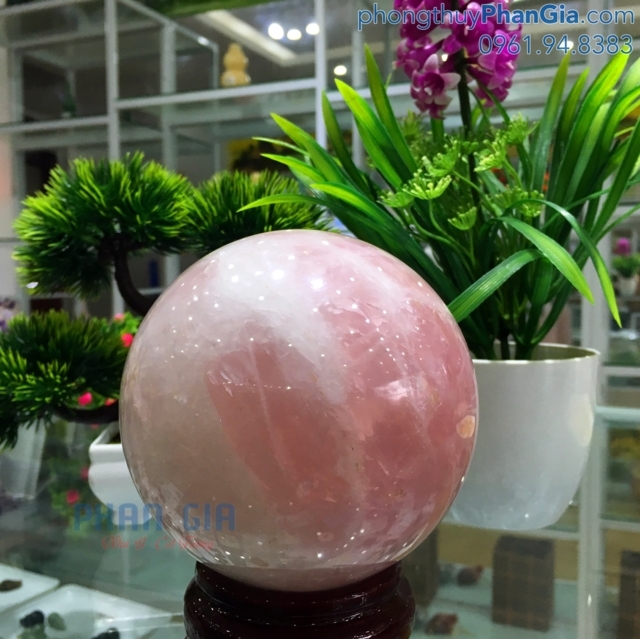  Quả Cầu Đá Thạch Anh Hồng - 1.5 Kg