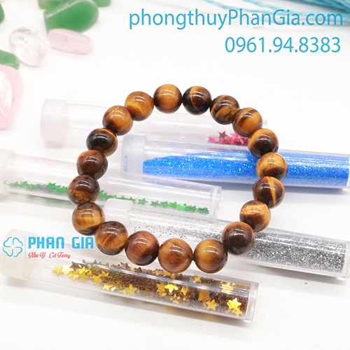  Vòng Tay Thạch Anh Mắt Hổ Nâu 10 Ly