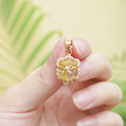  Mặt Túi Tiền Thạch Anh Tóc Vàng