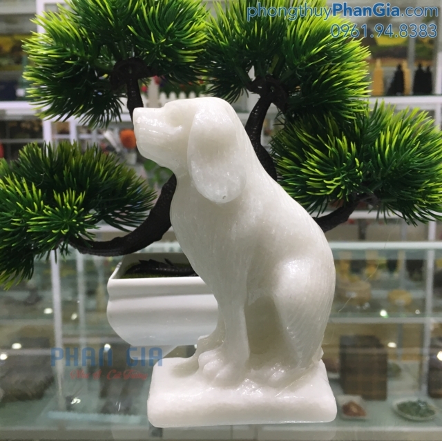  Tượng Chó Đá Trắng
