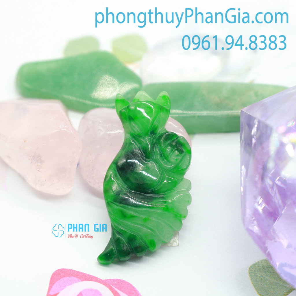  Mặt Hồ Ly ngọc phỉ thúy dáng xòe ôm hoa mẫu đơn