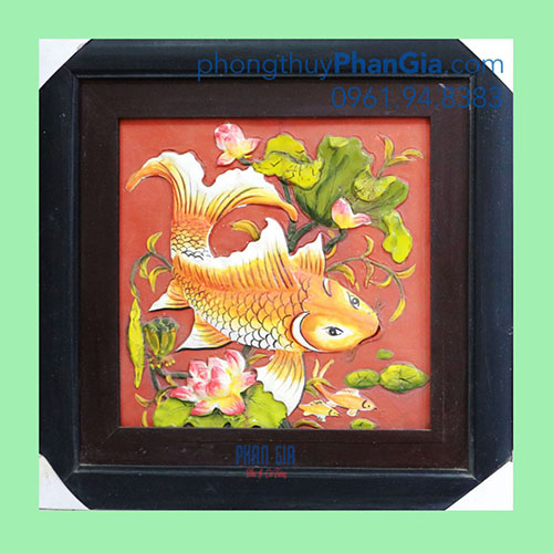  Tranh Gốm Cá Chép Vàng