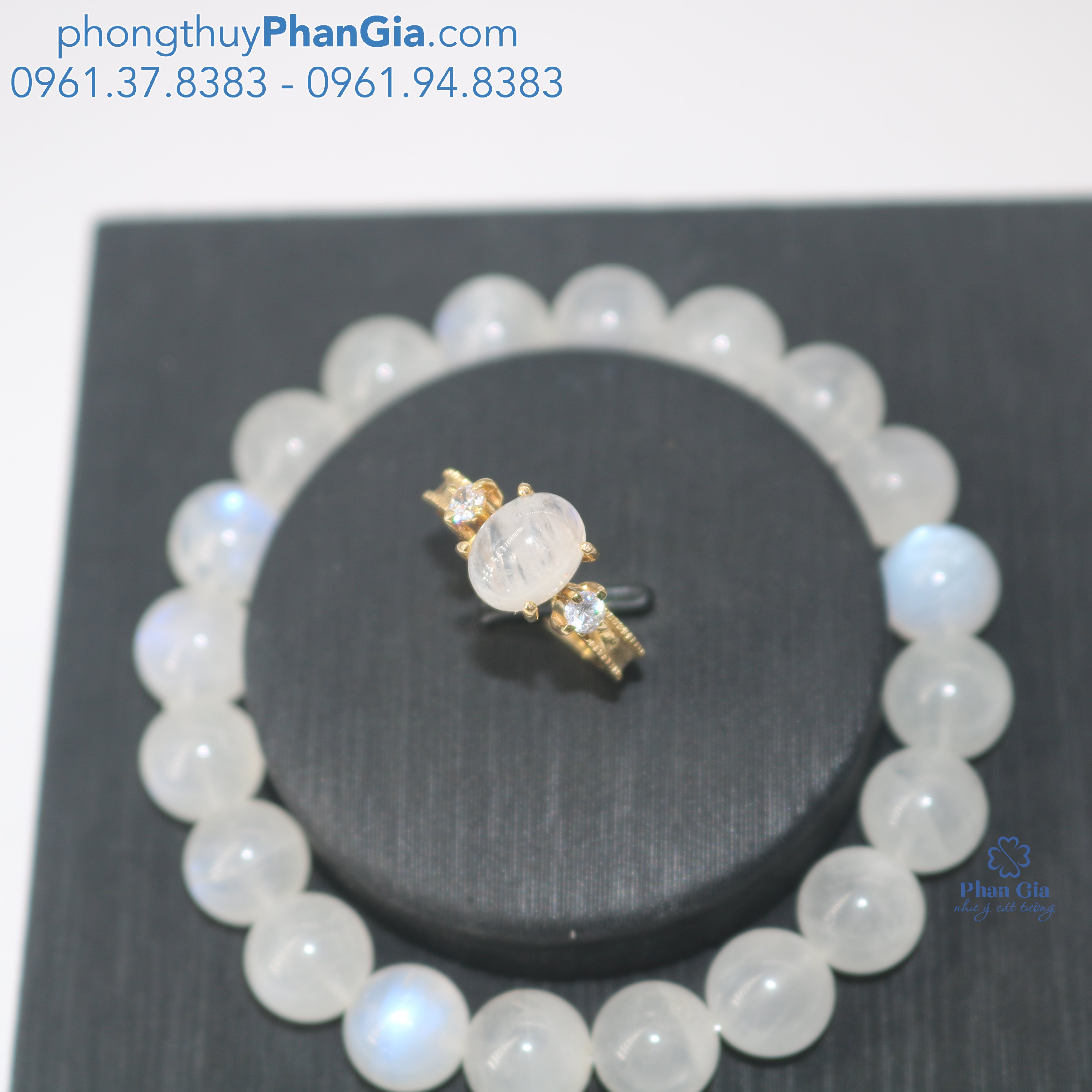  Nhẫn mặt đá Moonstone