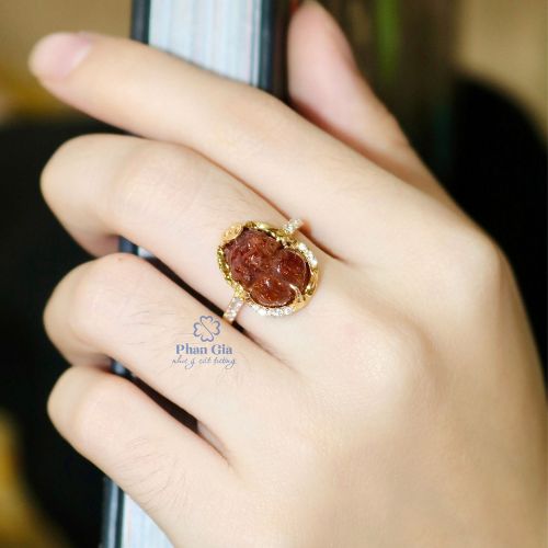  Mặt Tỳ Hưu Thạch Anh Tóc Đỏ