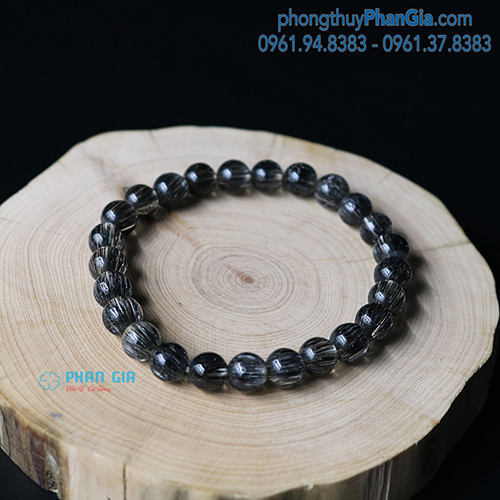  VÒNG TAY THẠCH ANH TÓC ĐEN ĐỒNG TRỤC