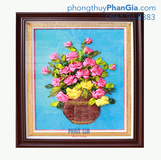  Tranh Thêu Hoa Hồng Bình Nâu