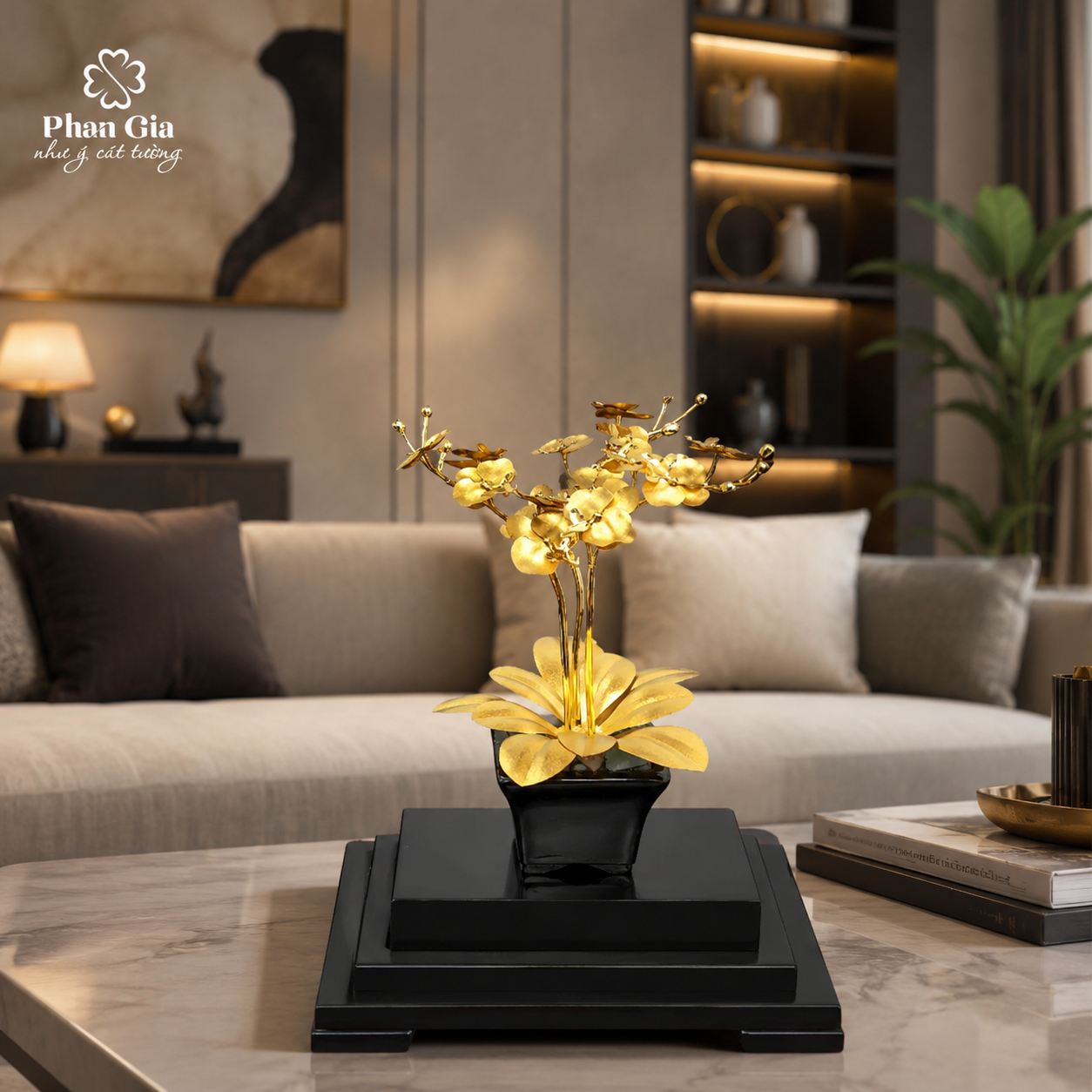  Chậu hoa lan dát vàng 24k tại Nghệ An