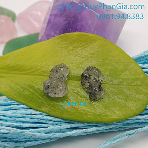  Mặt Tỳ Hưu Thạch Anh Tóc Đen Trong