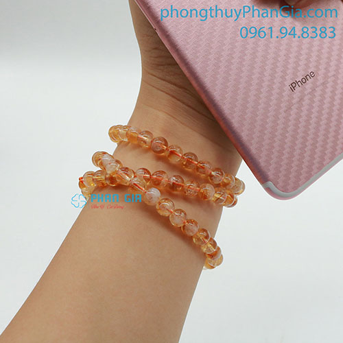  Vòng tay Thạch Anh Vàng dạng chuỗi ( quấn 3 vòng)