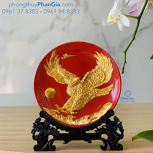  Đĩa Men Dát Vàng Đại Bàng Tung Cánh