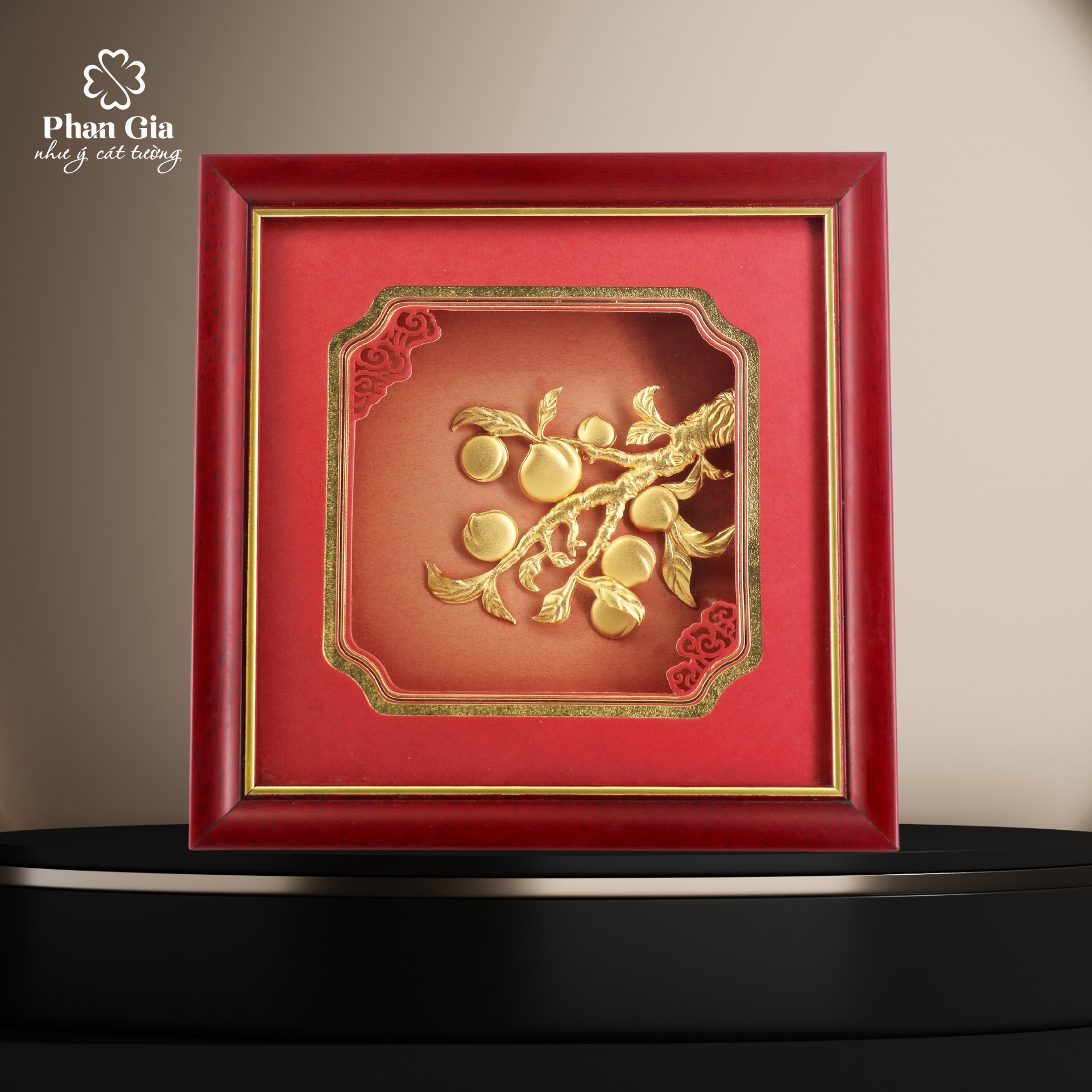  Tranh Đào Trường Thọ dát vàng 24K