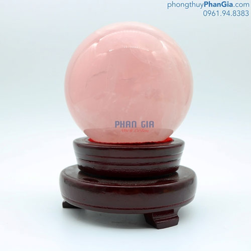  Quả Cầu Đá Thạch Anh Hồng đường kính 14cm