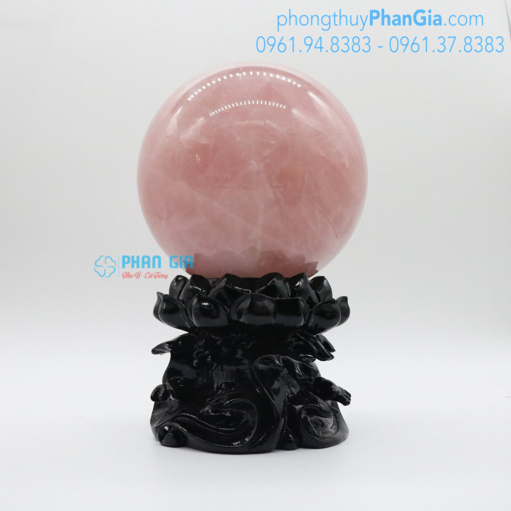  Quả Cầu Đá Thạch Anh Hồng đường kính 12,5cm