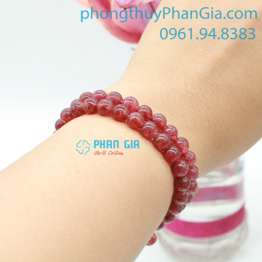 Vòng Tay Thạch Anh Dâu Tây Đỏ 6 Ly