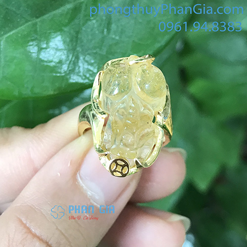  Nhẫn Tỳ Hưu Thạch Anh Tóc Vàng (chưa bao gồm bọc vàng 18k)