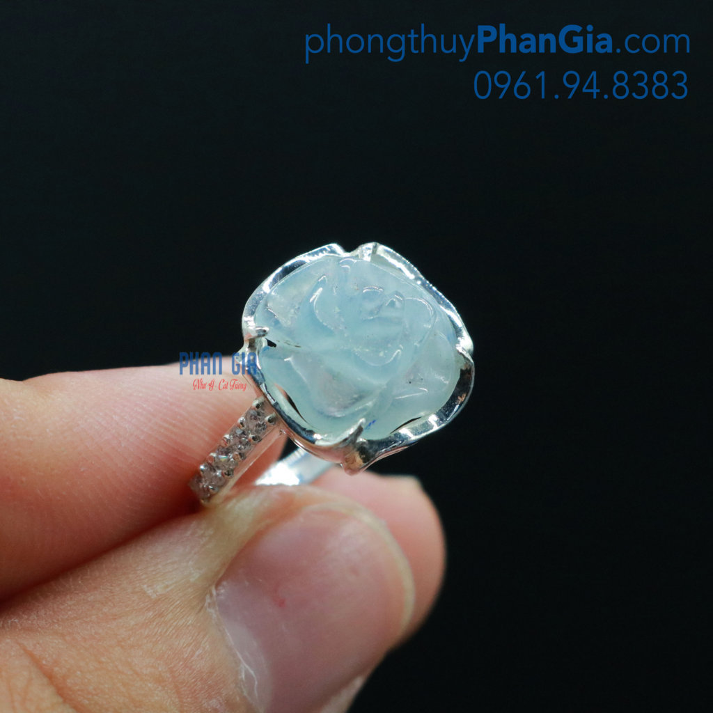  Nhẫn Hoa mẫu Đơn Đá AQUAMARINE