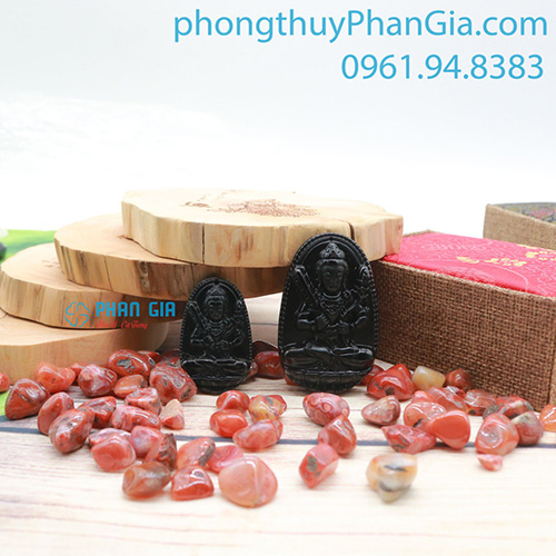  Phật bản mệnh Hư Không Tạng Bồ Tát Đá Obsidian Dành Cho tuổi Sửu, Dần