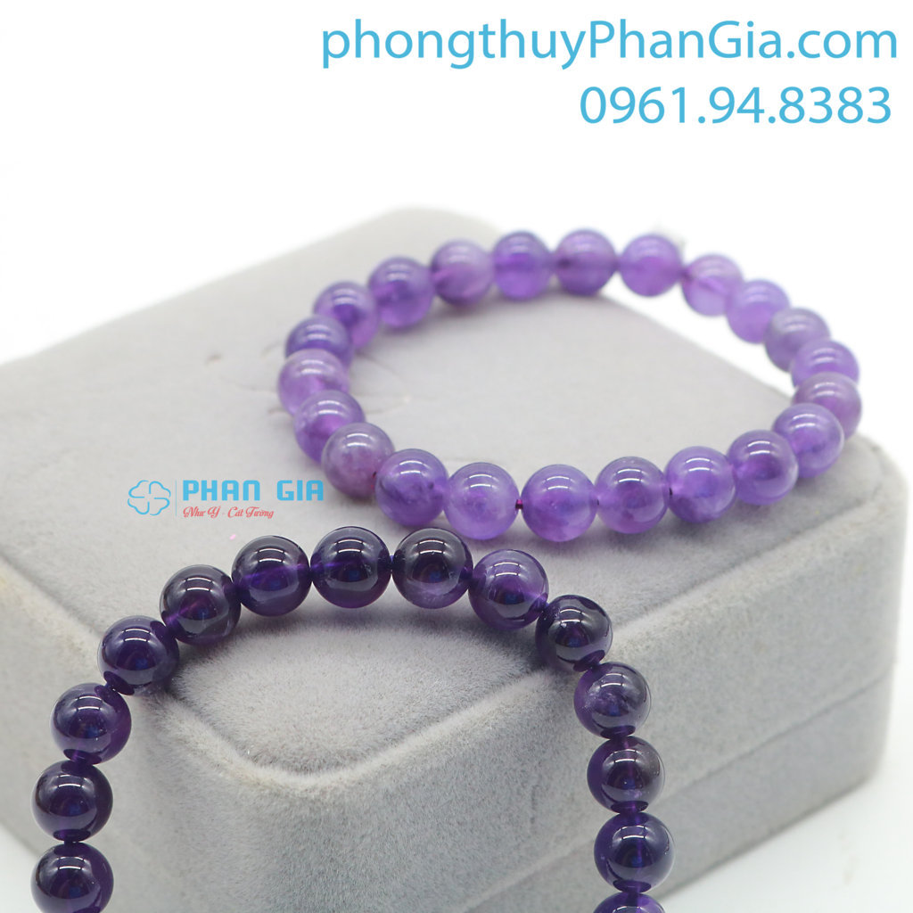  Vòng Tay Thạch Anh Tím 8 Ly
