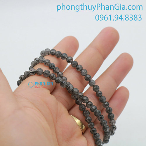  VÒNG TAY THẠCH ANH TÓC ĐEN DẠNG CHUỖI (4LY QUẤN 3 VÒNG)