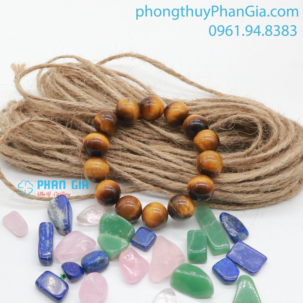  Vòng Tay Đá Mắt Hổ Nâu 14 Ly