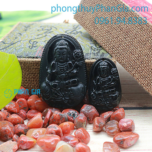  Phật Bản Mệnh Phổ Hiền Bồ Tát Đá Obsidian Dành Cho Tuổi Thìn,Tỵ