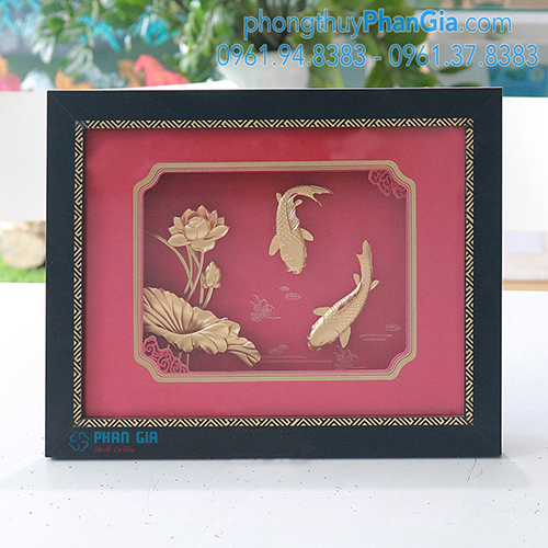  Tranh Vàng Cá Chép Hoa Sen 25x32