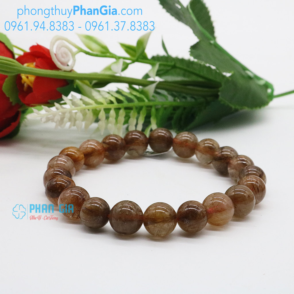 Vòng Tay Thạch Anh Tóc Nâu 6 Ly