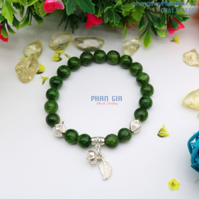  Vòng Tay Diopside Vip Mix Charm Bạc