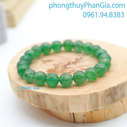  Vòng Thạch Anh Dâu Tây Xanh VIP 8ly
