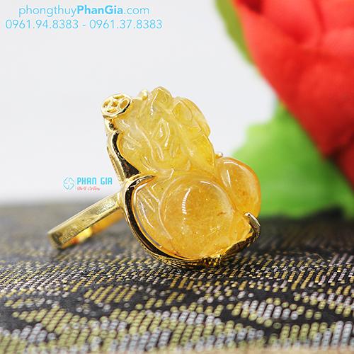  Nhẫn Tỳ Hưu Thạch Anh Tóc vàng