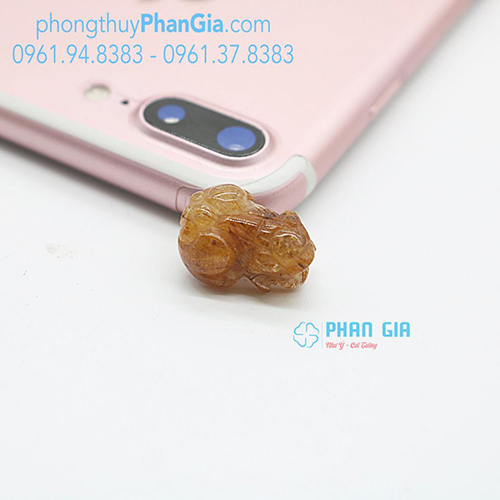  Mặt Tỳ Hưu Thạch Anh Tóc Nâu Đỏ