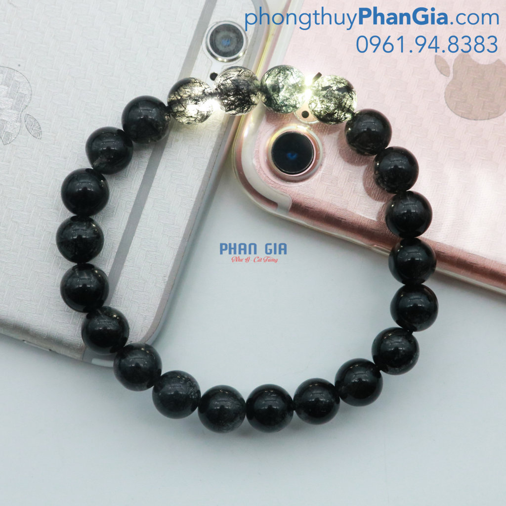  Vòng Tay Thạch Anh Tóc Đen 10 ly