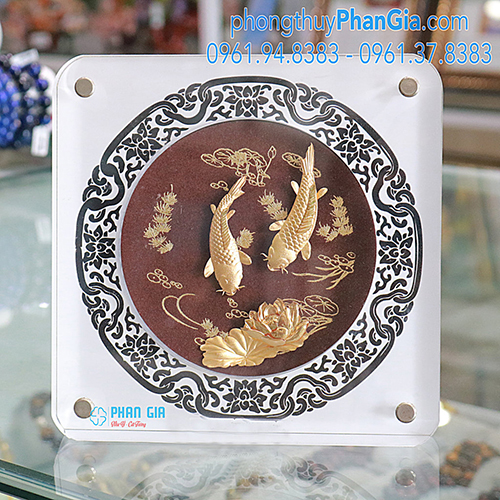  Tranh Cá Chép Vàng Hoa sen 18x18