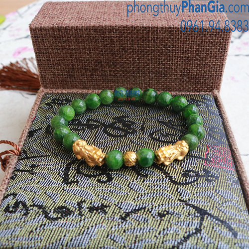  Vòng Tay Diopside Mix Tỳ Hưu (chưa bao gồm vàng 24k)