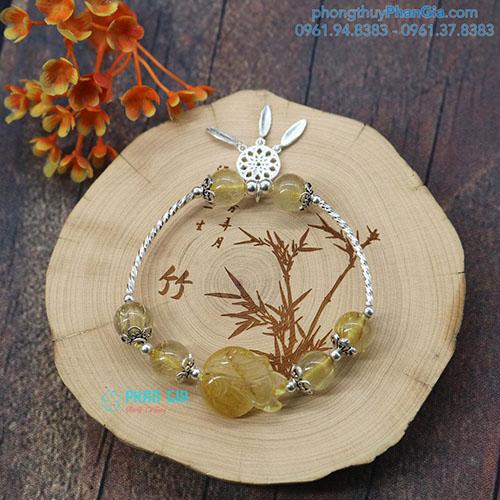  Vòng tay Hồ Ly Tóc Vàng Mix Cham Bạc