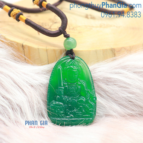  PBM Văn Thù Bồ Tát đá Mã Não Xanh