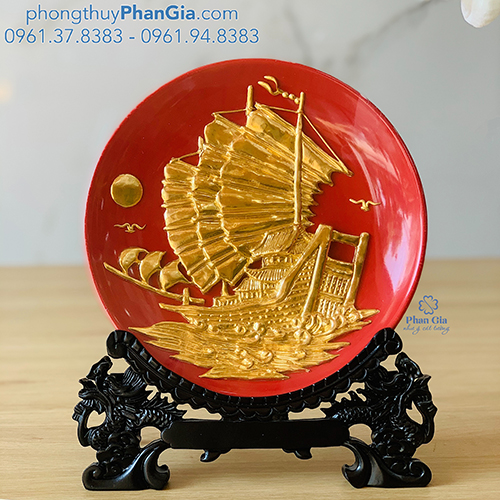  Đĩa Men Dát Vàng Thuận Buồm Xuôi Gió