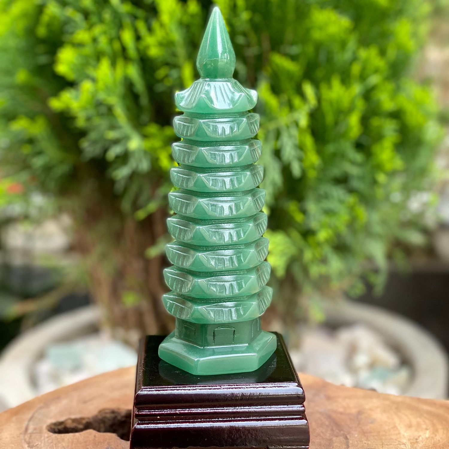  Tháp văn xương thạch anh xanh 15 cm