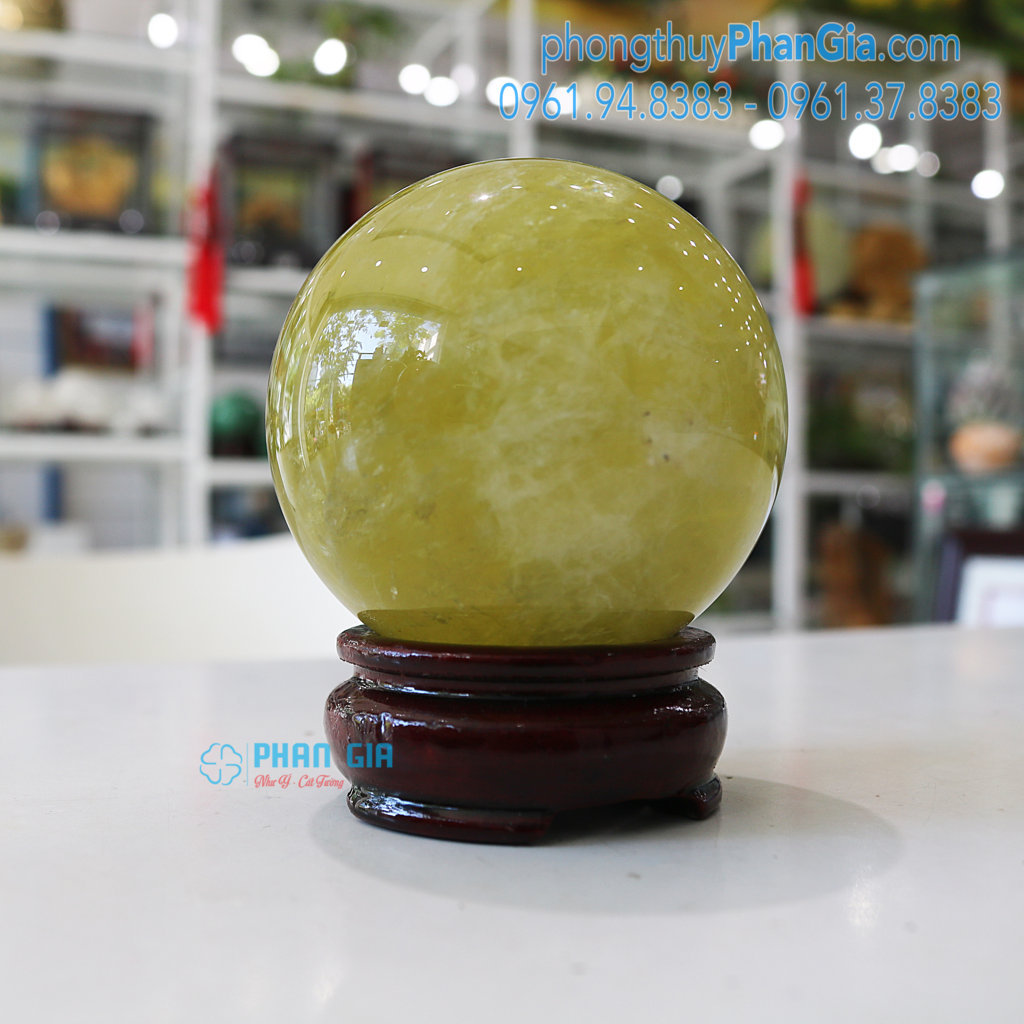  Quả Cầu Đá Thạch Anh Vàng bán kính 6,8cm