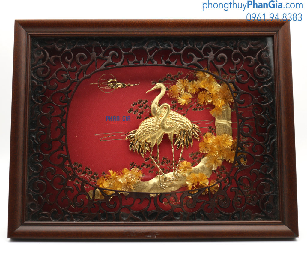  Tranh Tùng Hạc Mạ Vàng 24k