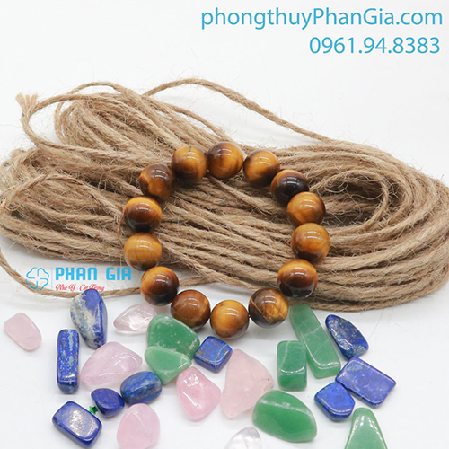  VÒNG TAY MẮT HỔ NÂU 14 LY